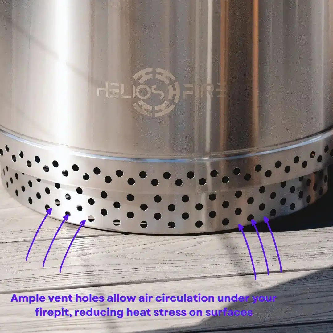 modern stainless steel fire pit on campsite
